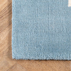 Solid Border Rug | Baby Blue