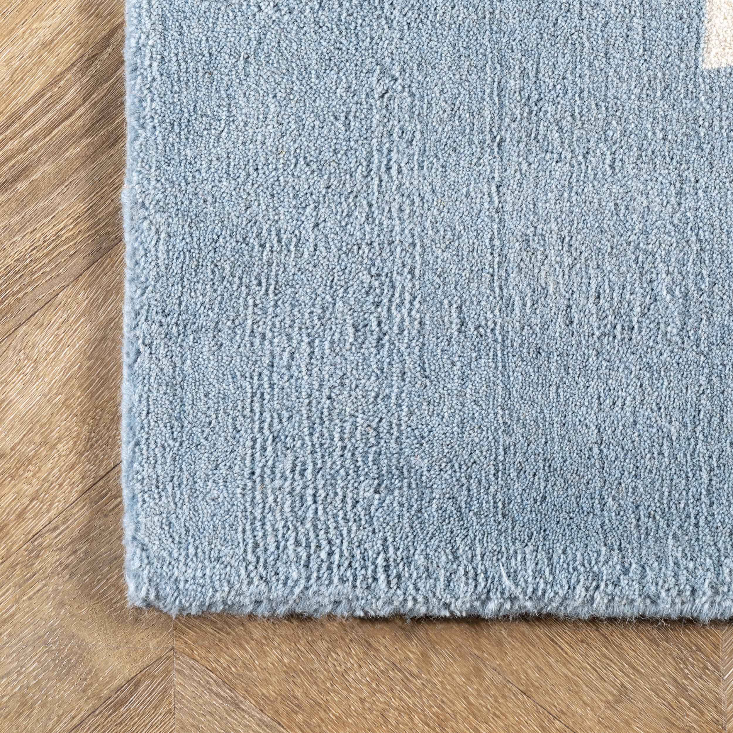 Solid Border Rug | Baby Blue