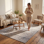 Glacier Abstract Washable Rug | Grey