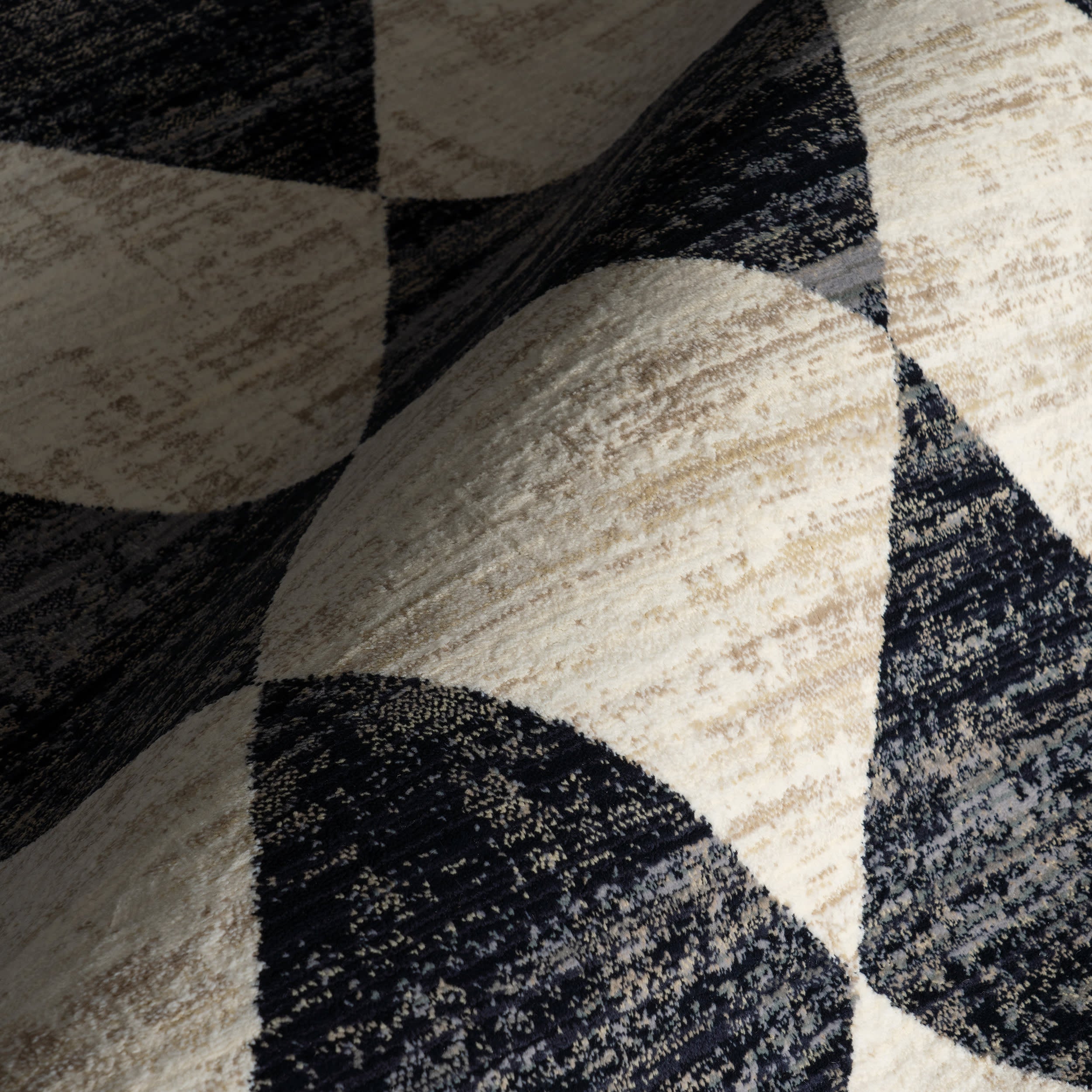 Vanni Checkered Fringed Rug | Navy