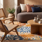 Floral Fireworks Indoor/Outdoor Rug | Blue