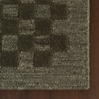 Linthea Modern Checkered Handmade Wool Rug | Green
