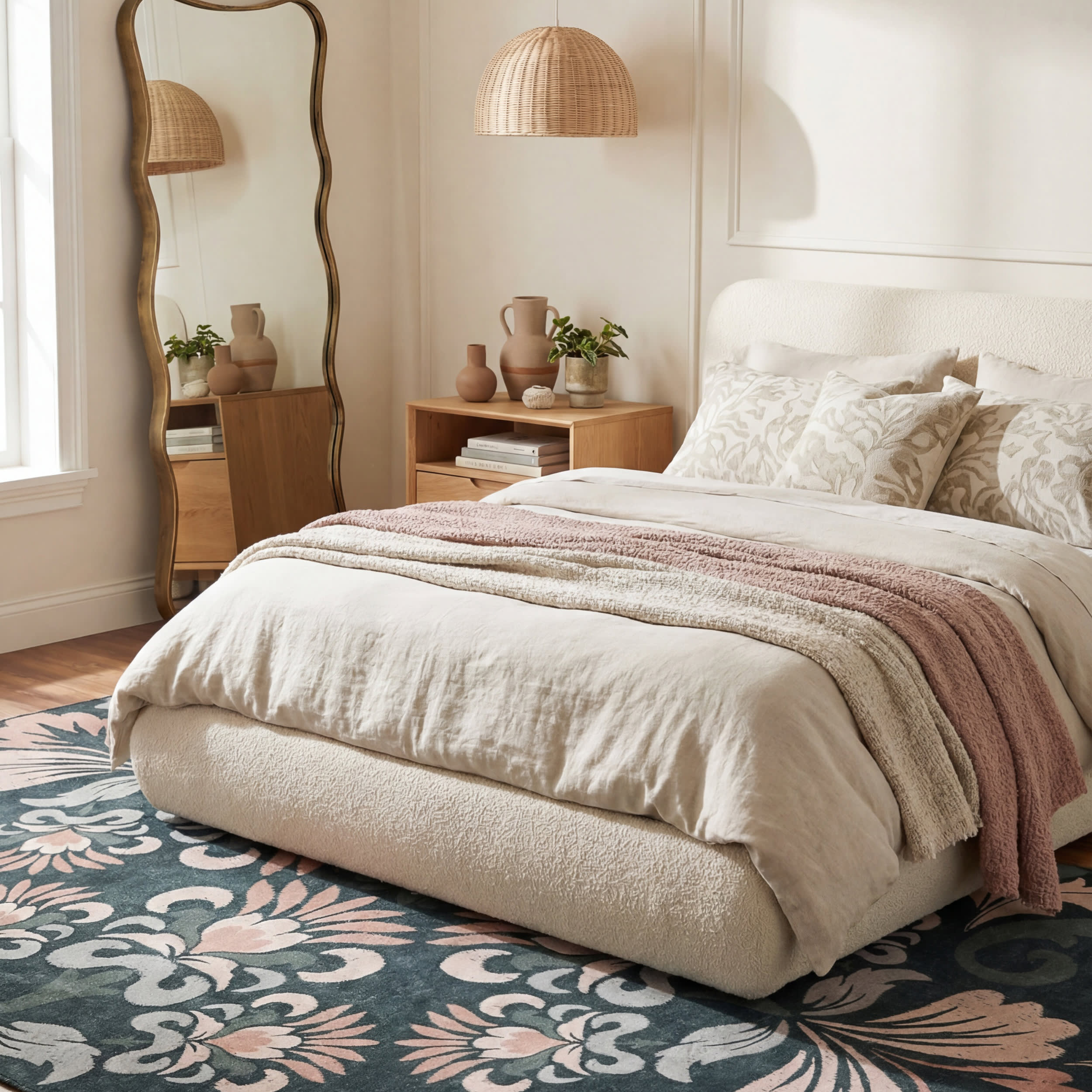 Fayna Floral Washable Rug | Green