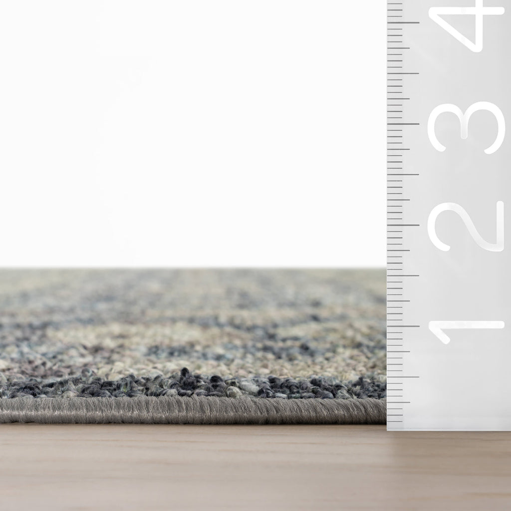 Calvaya Traditional Bordered Washable Rug | Blue