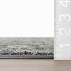 Calvaya Traditional Bordered Washable Rug | Blue