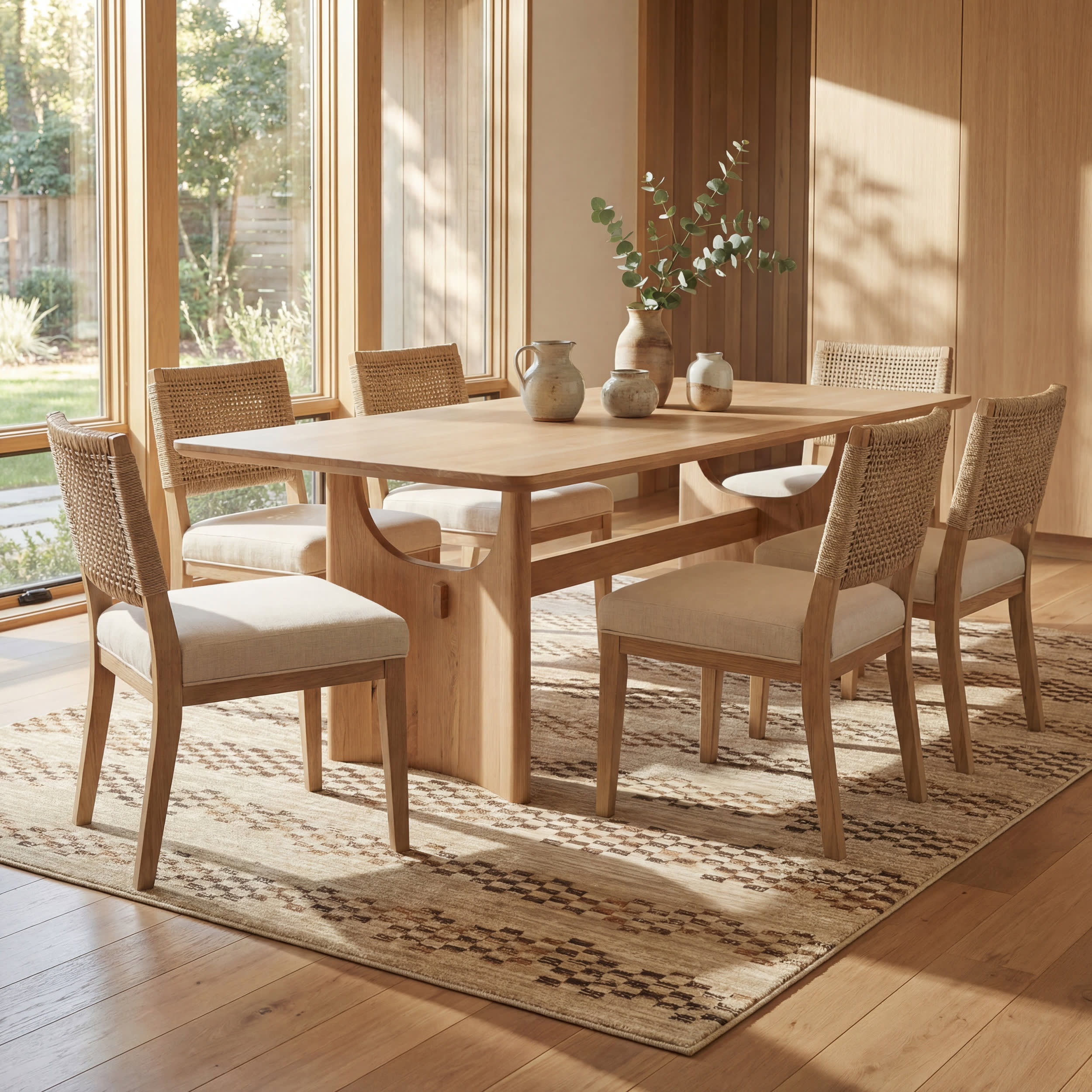 Brumacheck Mid-Century Modern Striped Rug | Tan