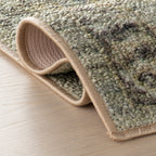 Veloura Traditional Bordered Washable Rug | Green