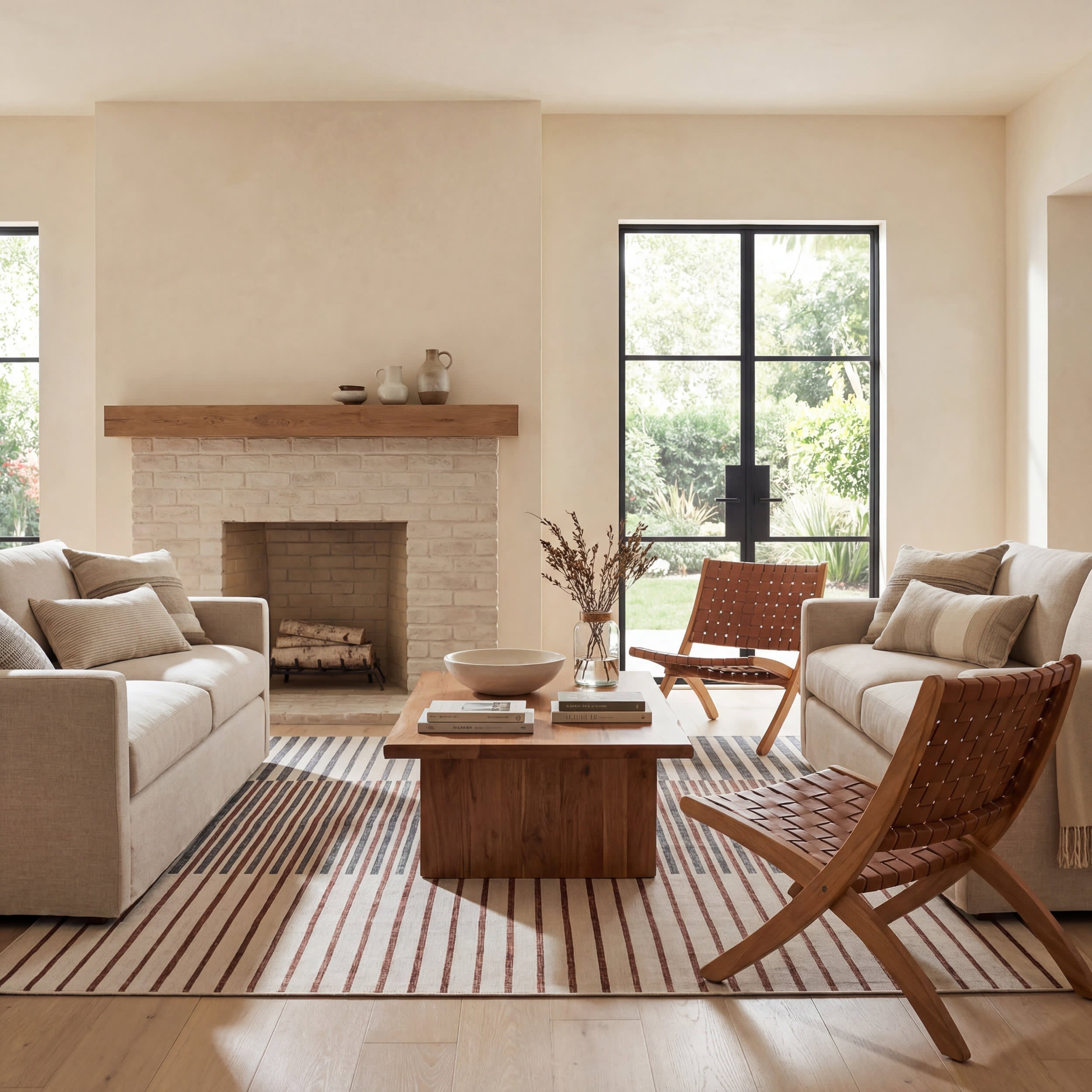Mauzi Modern Striped Washable Rug | Rust