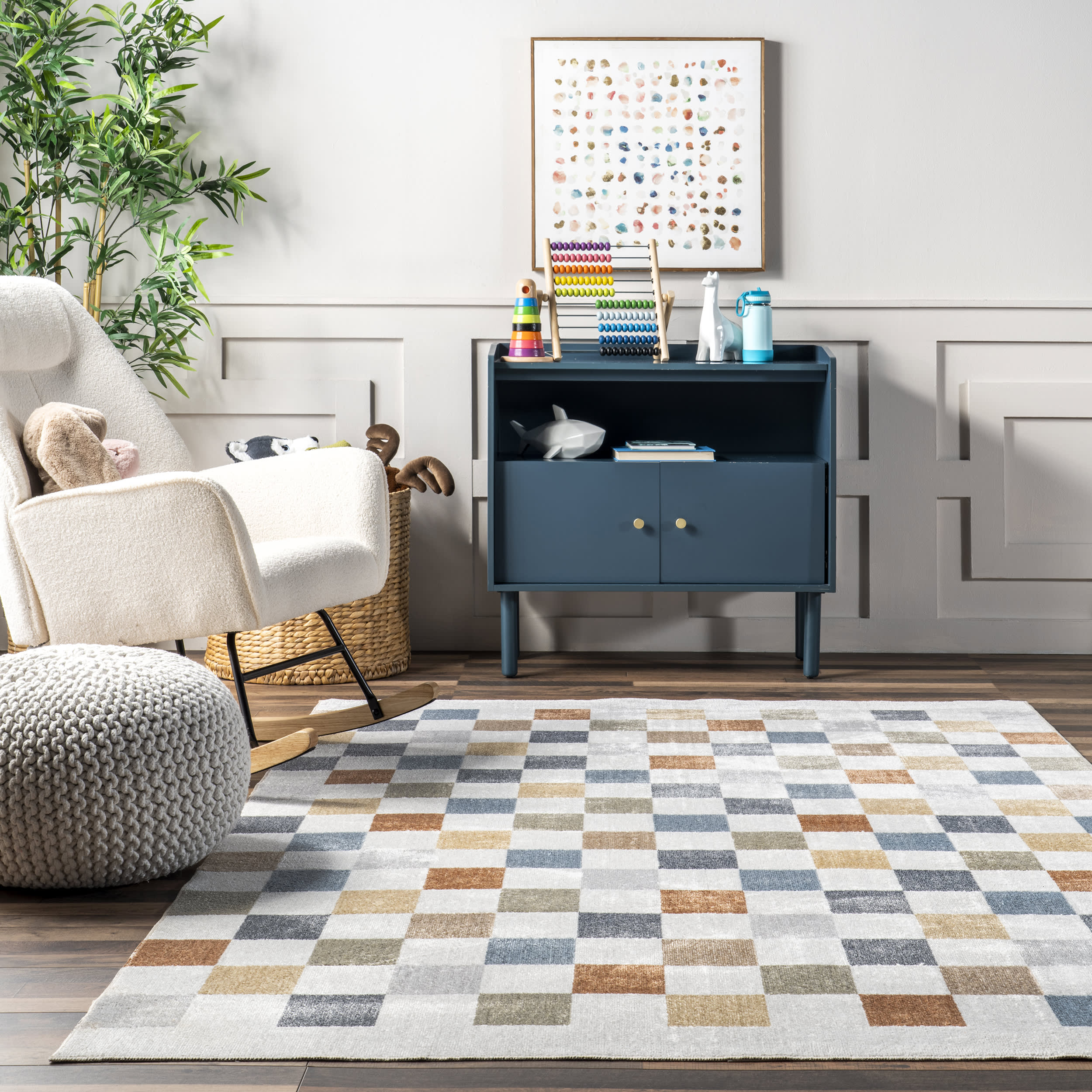 Carina Colorful Checkered Washable Rug | Multicolor