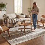 Elvine Modern Striped Wool Rug | Grey