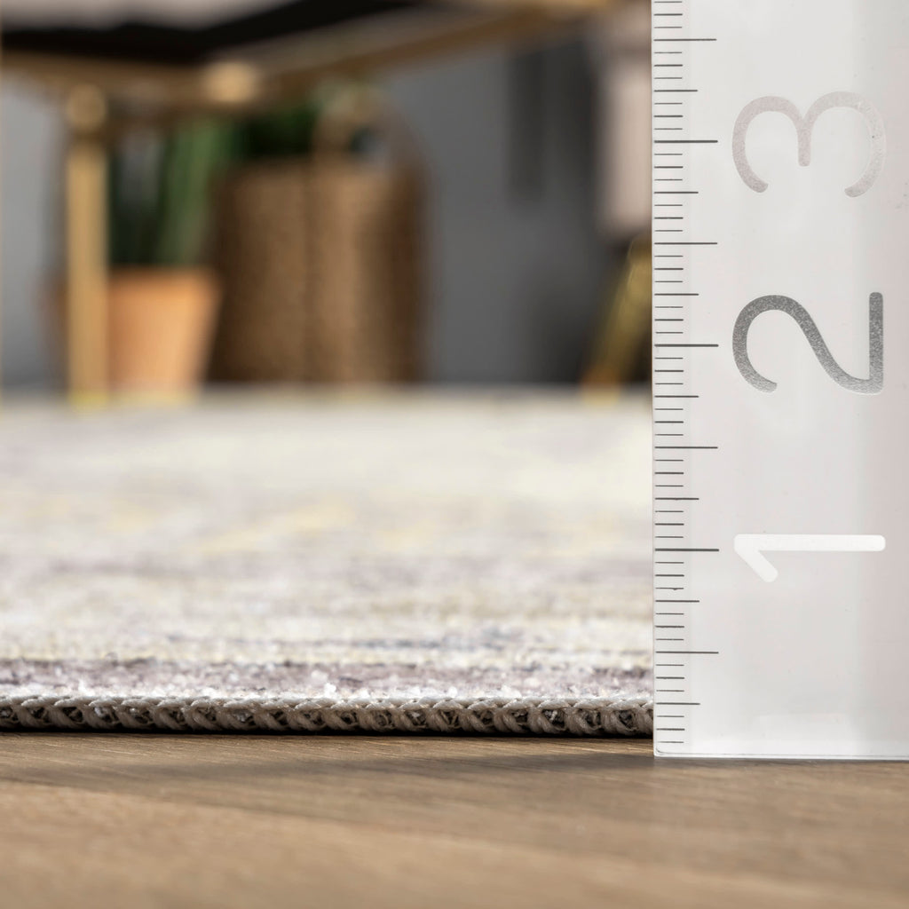 Burr Medallion Washable Rug | Cream