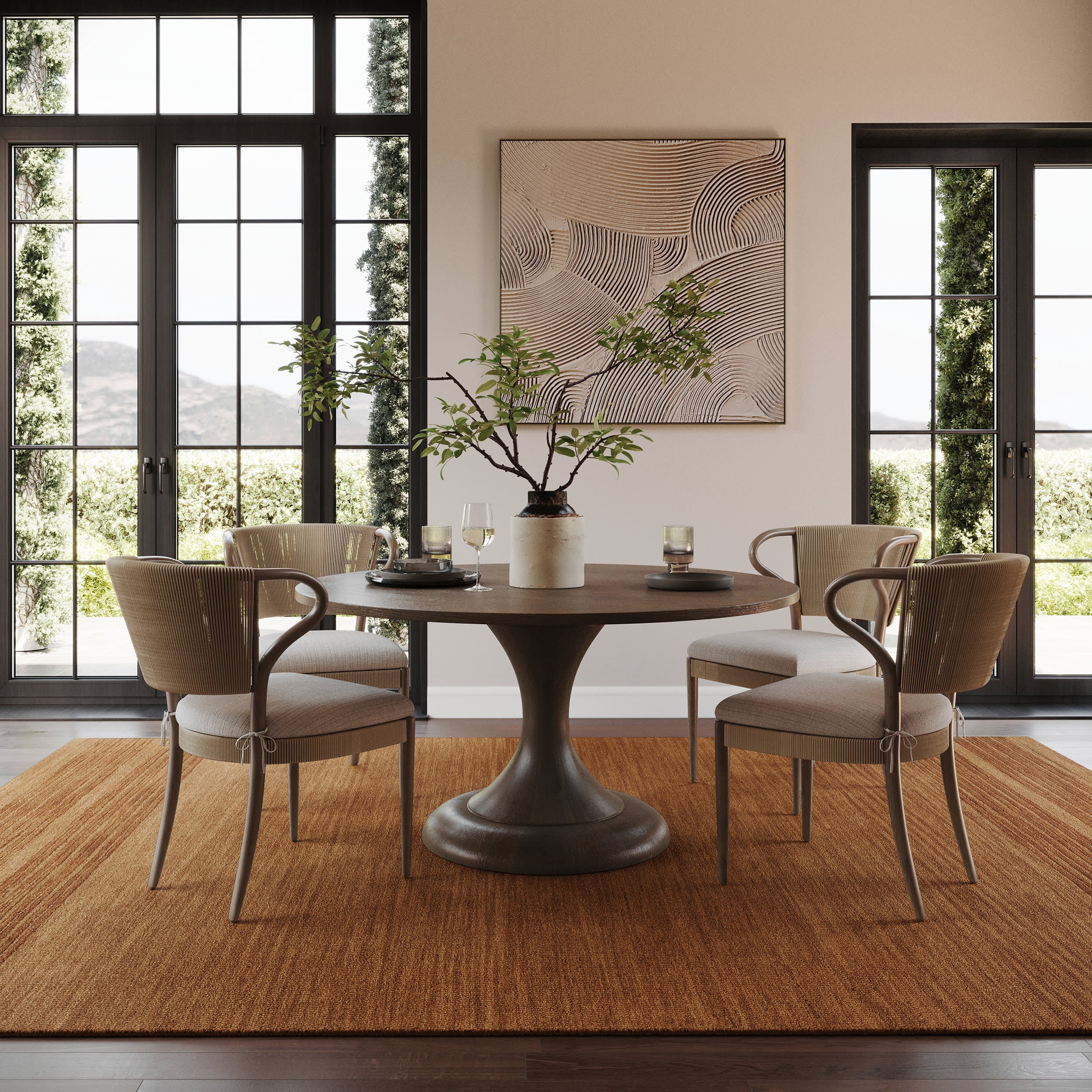 Cotina Modern Bordered Handmade Wool Rug | Amber Image secondaire du produit
