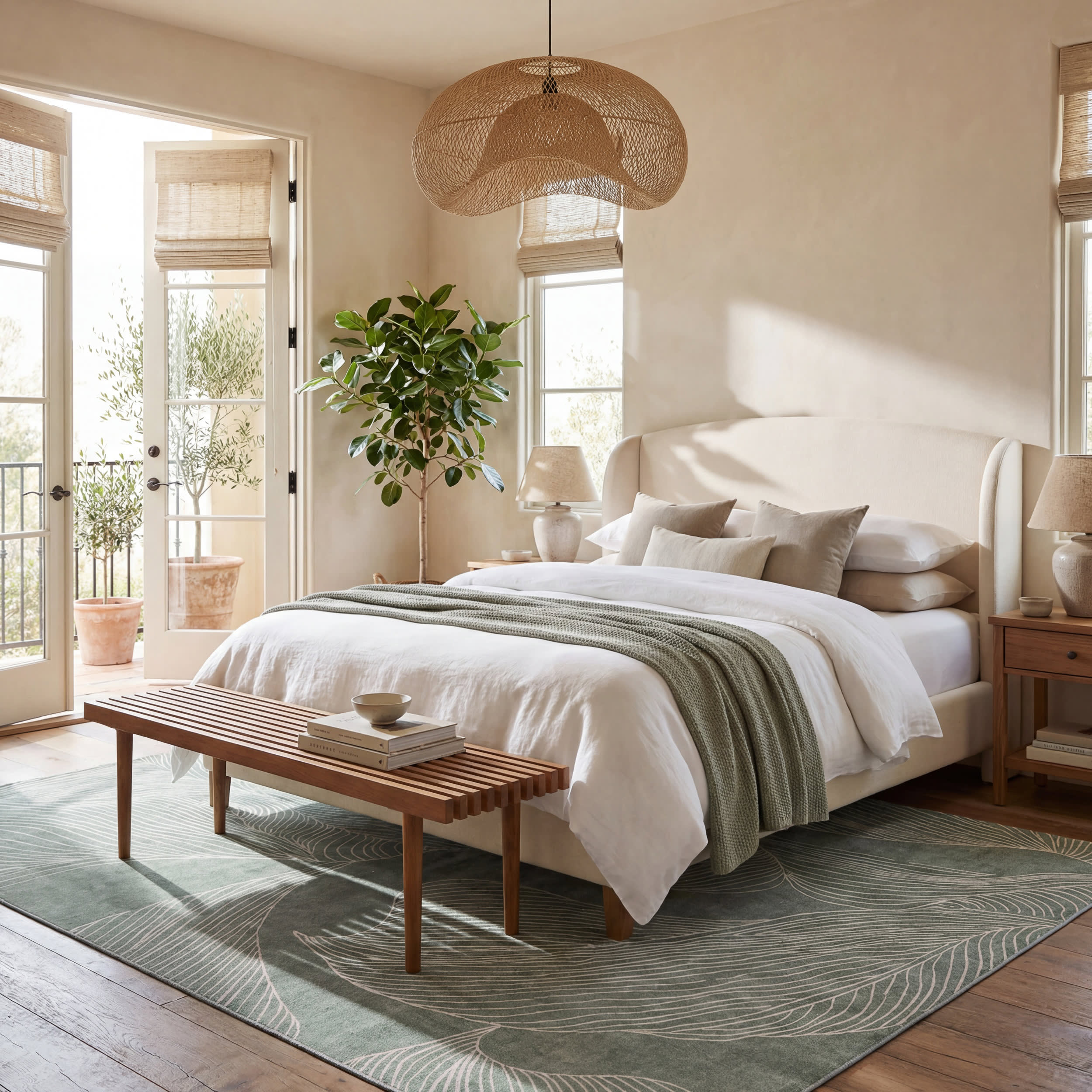 Cenavi Coastal Washable Rug | Green