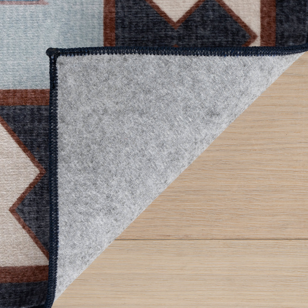 Jasdin Southwestern Washable Rug | Blue