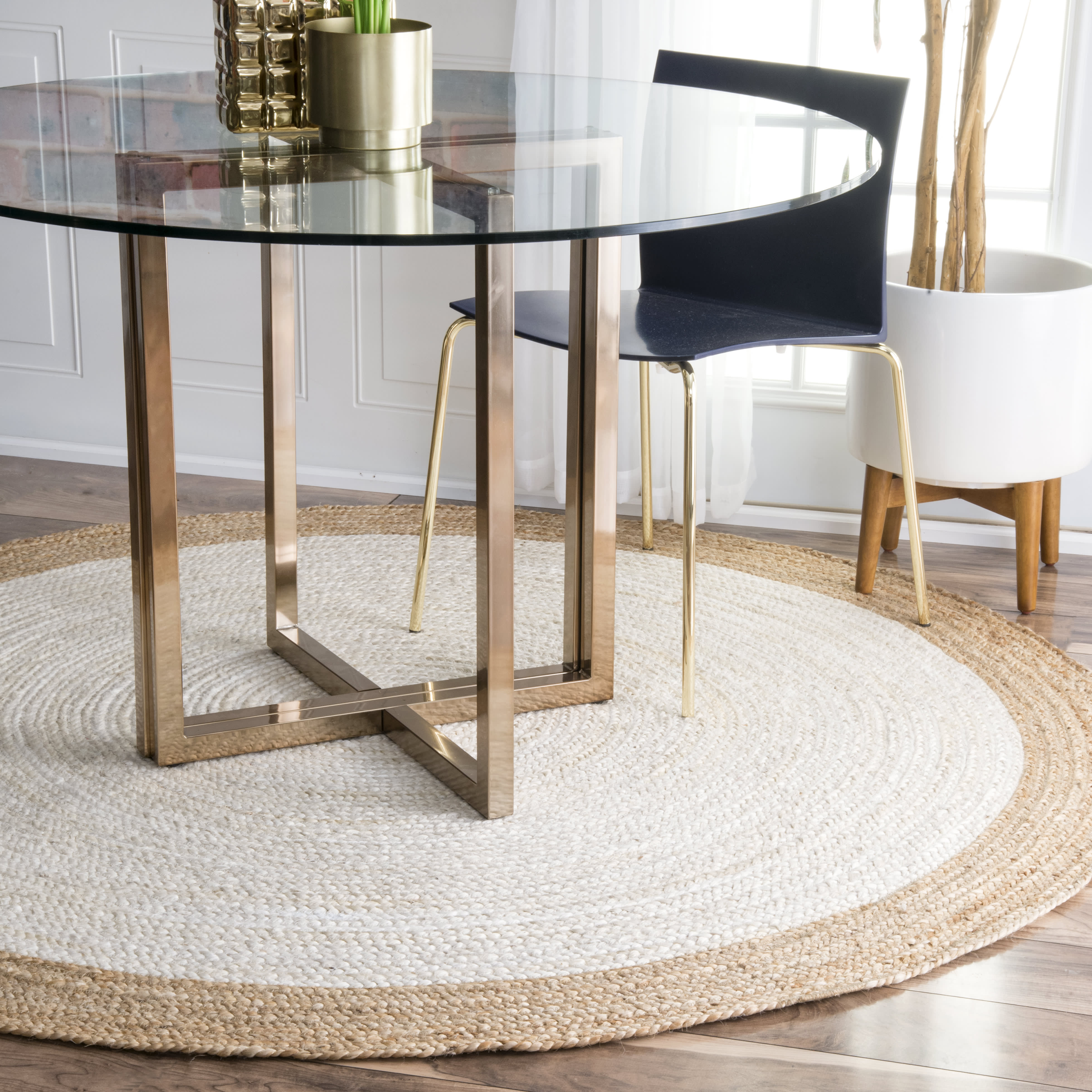 Jute Simple Border Rug | White Secondary image