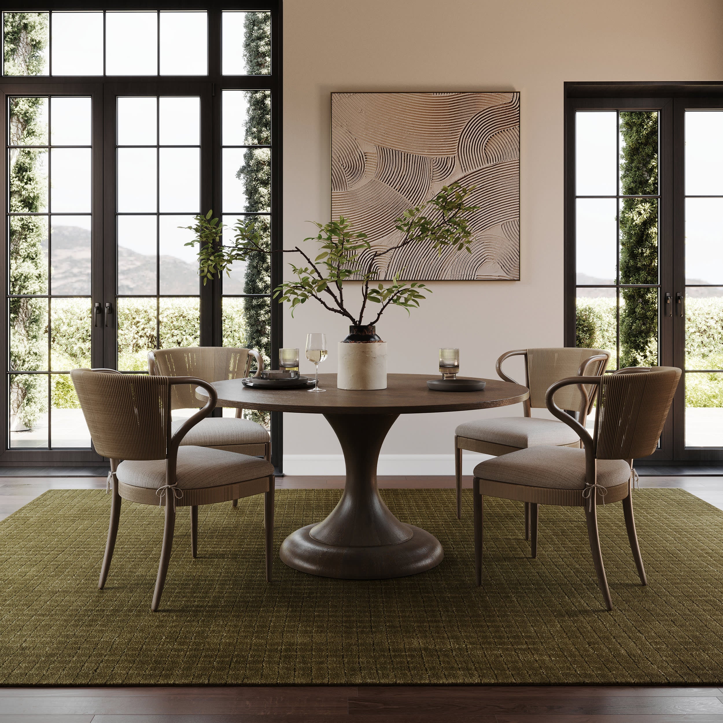 Cinnara Moroccan Striped Rug | Green Image principale du produit