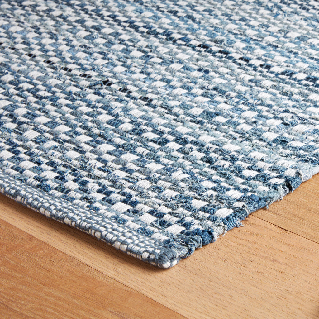 Denim Stone Handwoven Cotton Rug | Blue