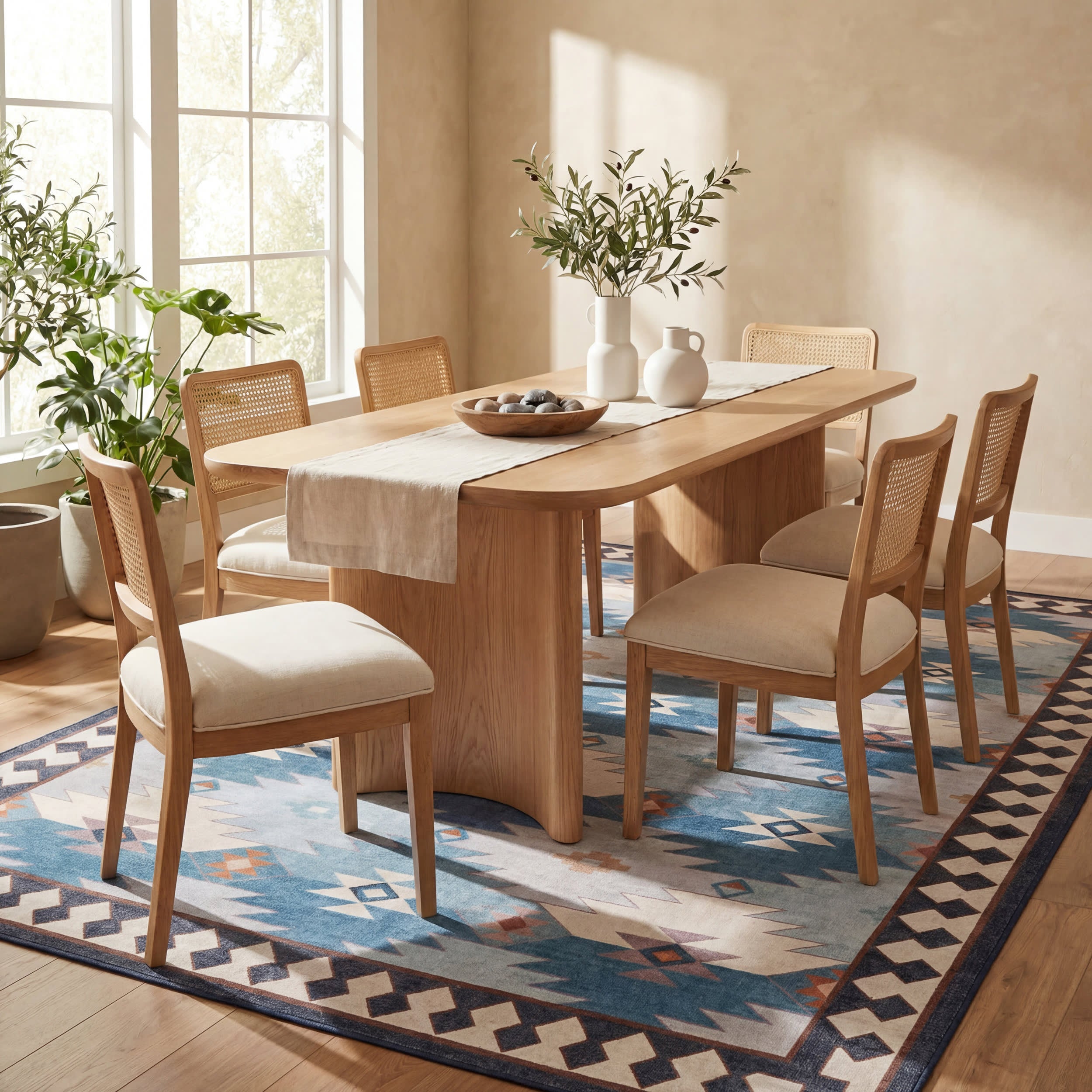 Jasdin Southwestern Washable Rug | Blue