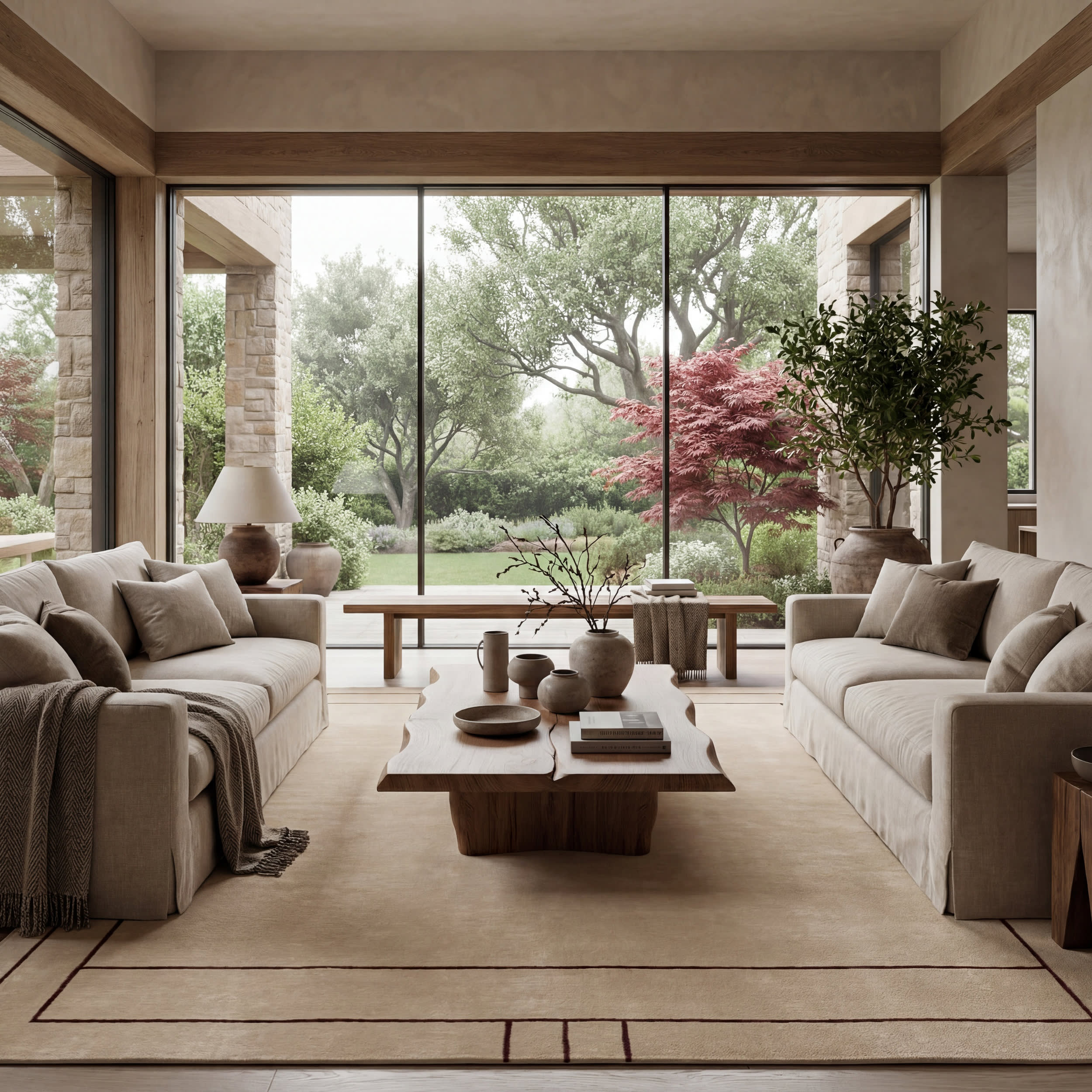 Nile Bordered Wool-Blend Rug | Tan Secondary image