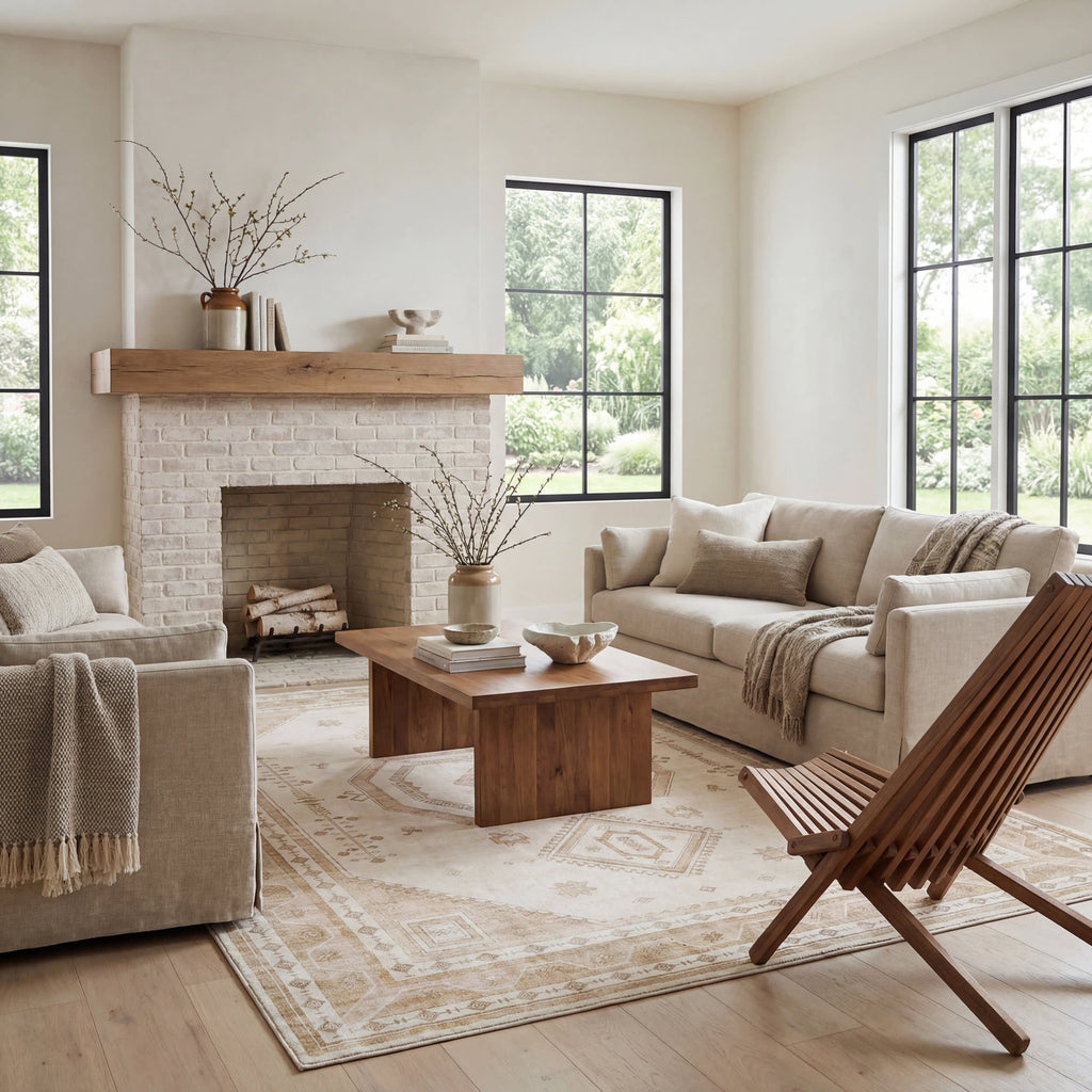 Hanice Oriental and Persian Washable Rug | Natural