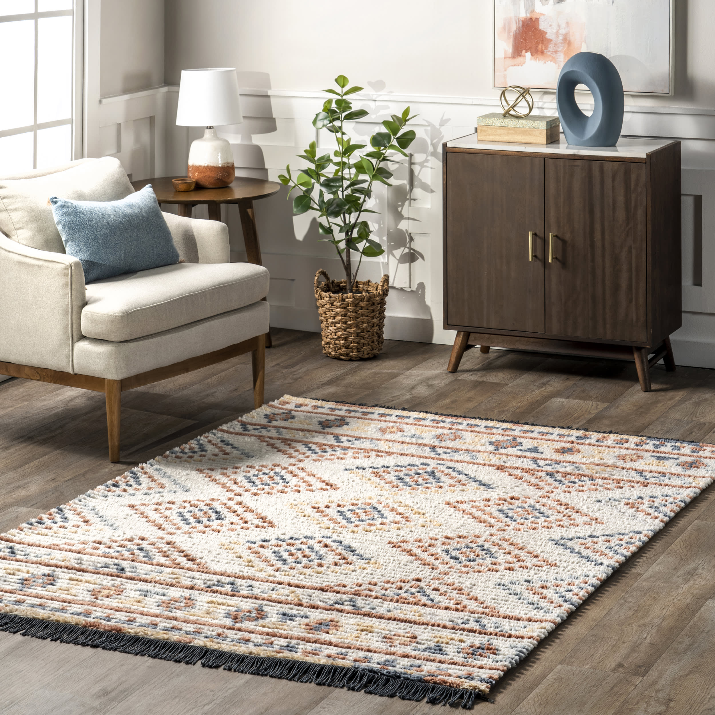 Ziala Colorful Aztec Rug | Beige Secondary image
