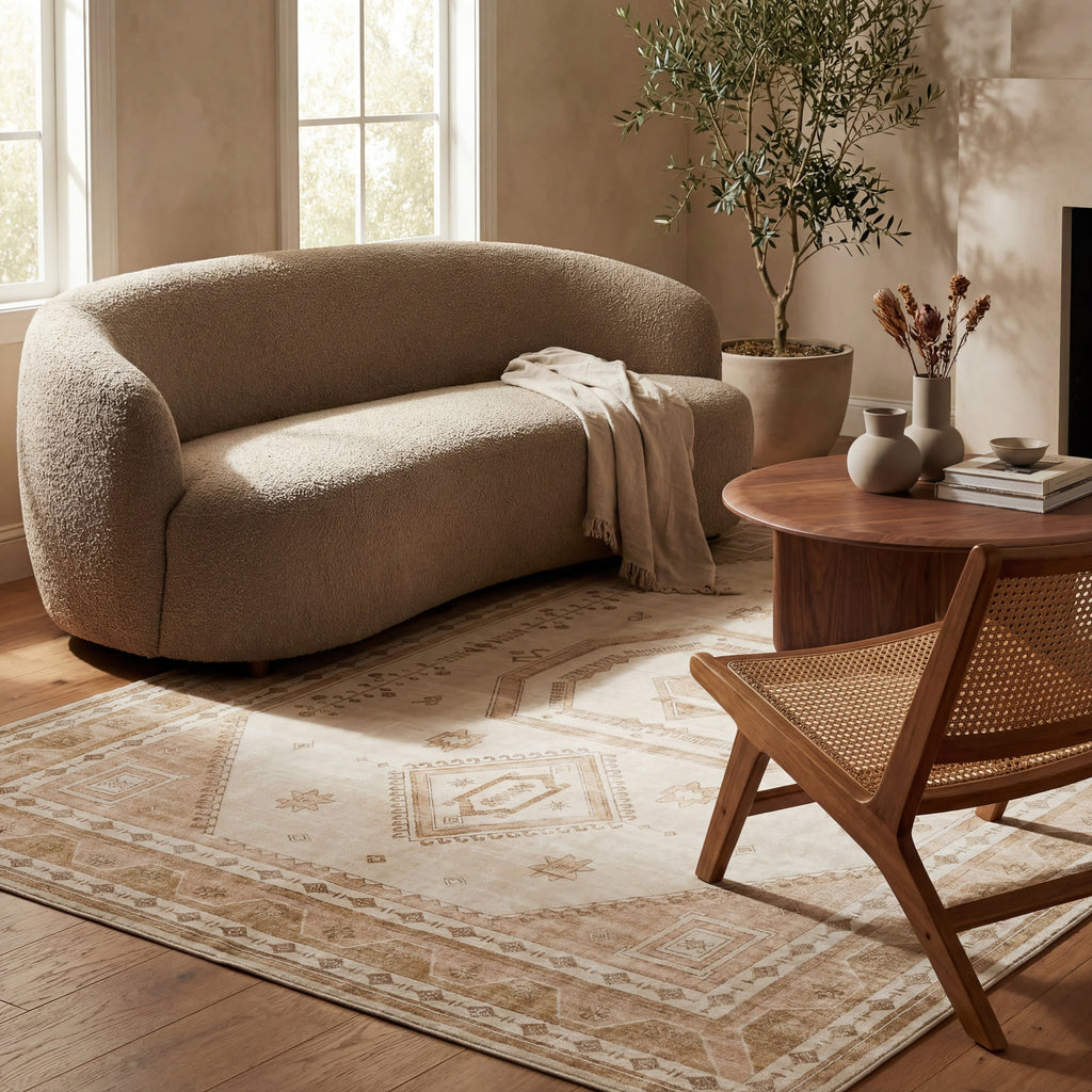Hanice Oriental and Persian Washable Rug | Natural