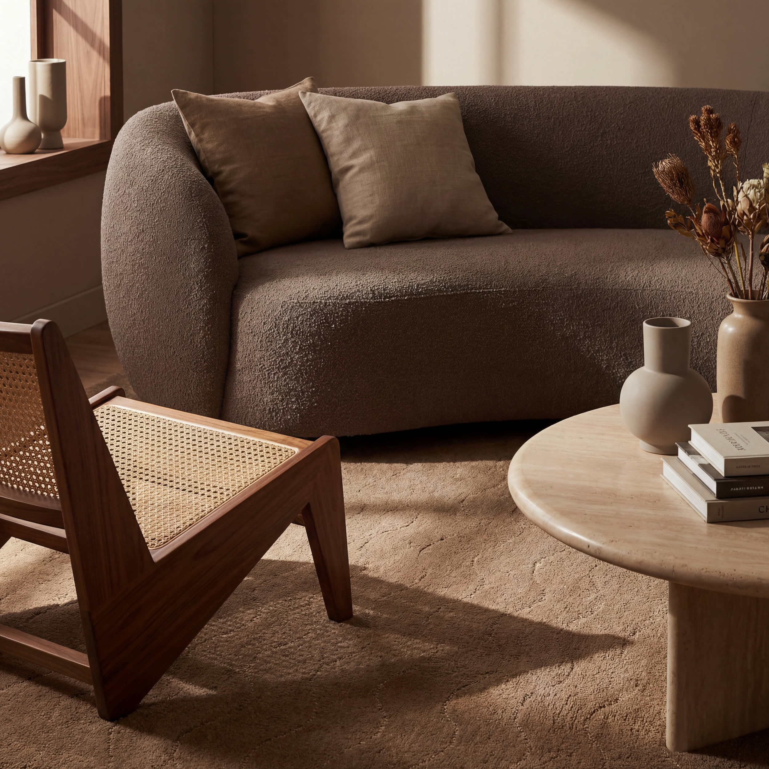 Mireille Solid Wool Cozy Rug | Sand
