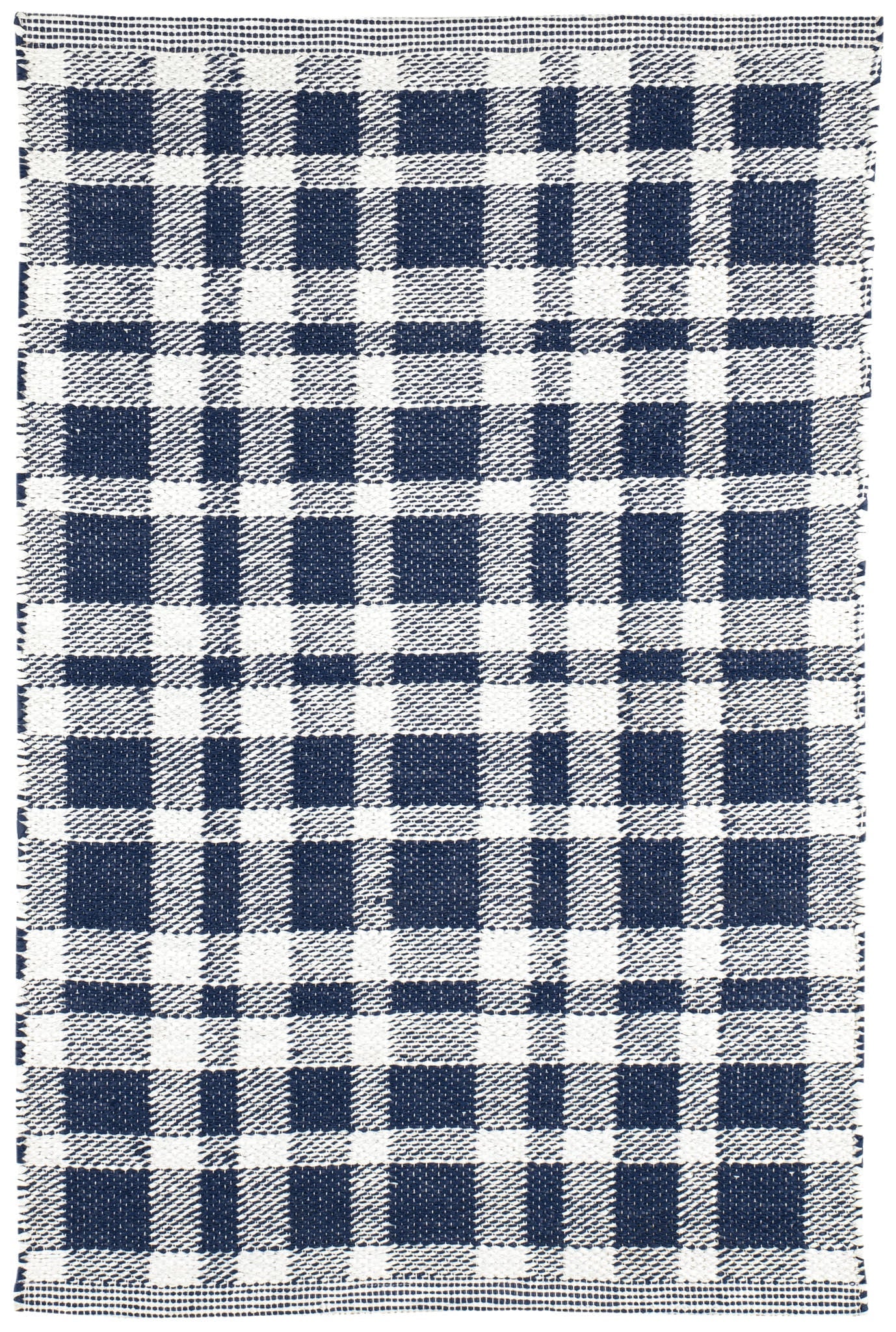 Tattersall Handwoven Indoor/Outdoor Rug | Navy Image principale du produit