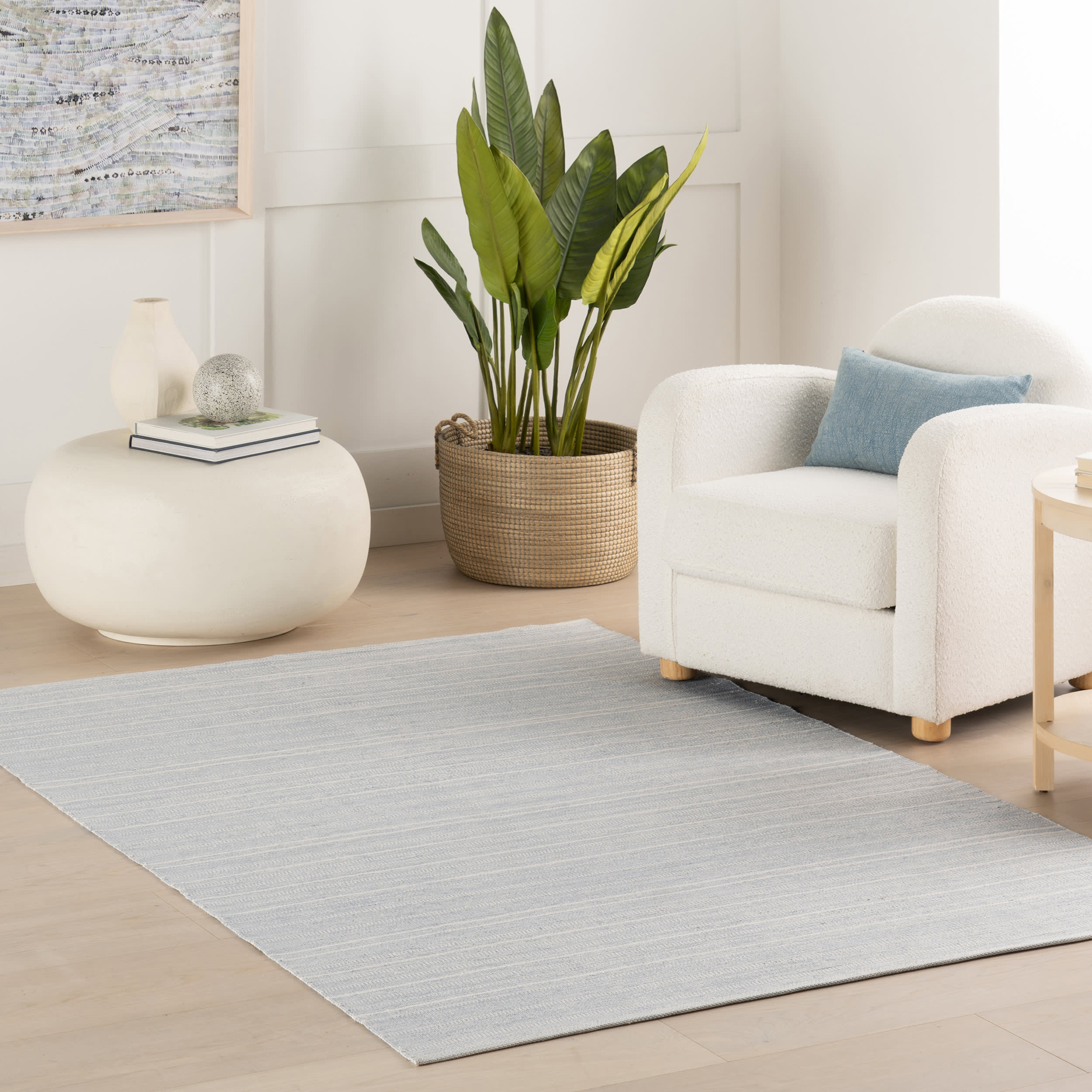 Skipper Stripe Handwoven Indoor/Outdoor Rug | Swedish Blue Image principale du produit