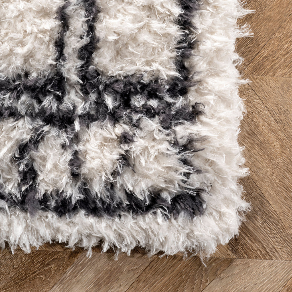 Riffian Lattice Shag Rug | Beige