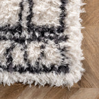 Riffian Lattice Shag Rug | Beige