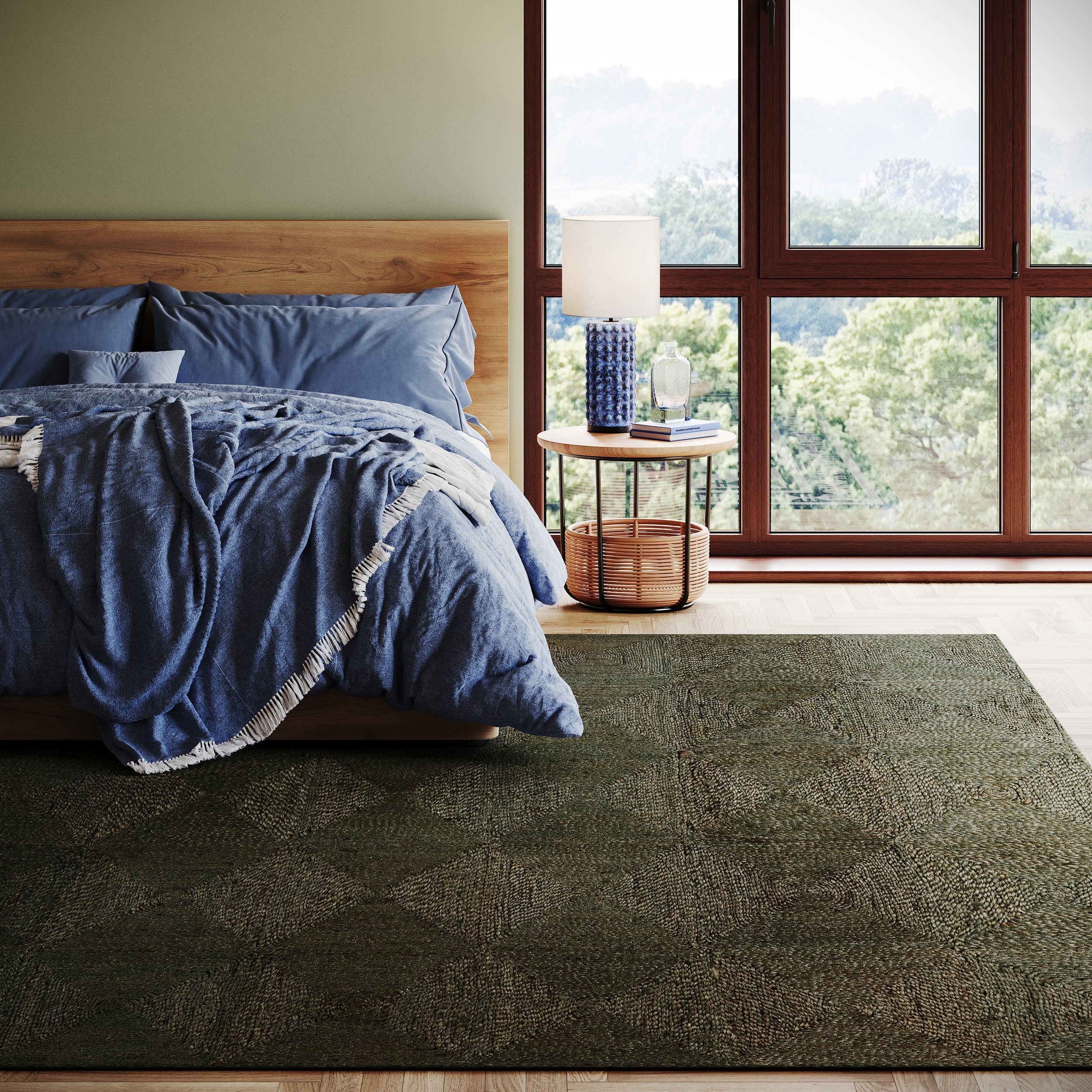 Laux Textured Handmade Jute Rug | Green