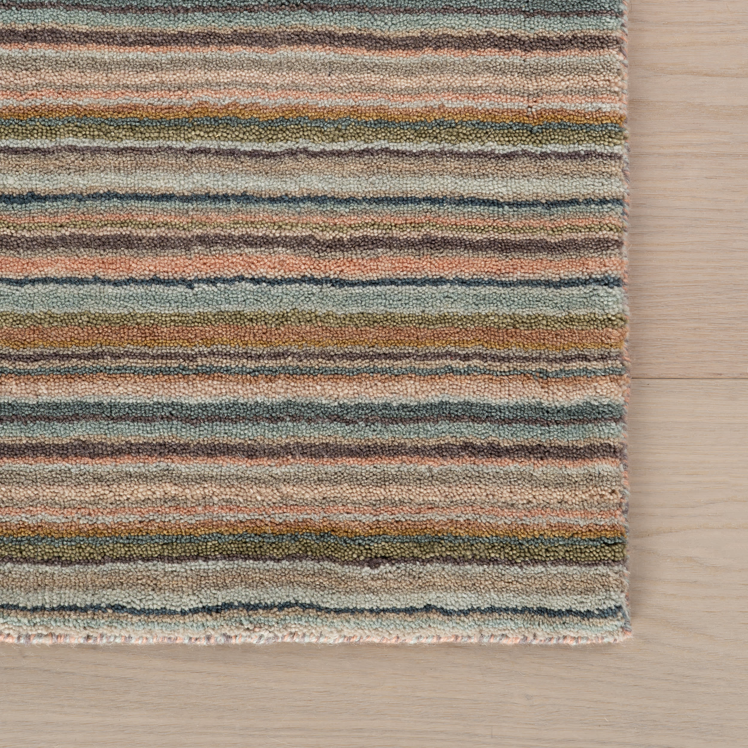 Brindle Stripe Hand Loom Knotted Wool Rug | Clay
