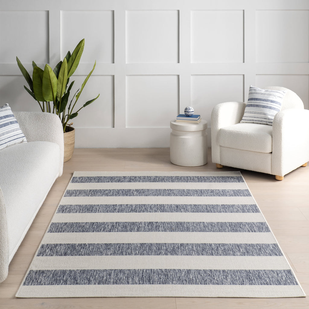 Ariah Wide Stripes Indoor/Outdoor Rug | Blue