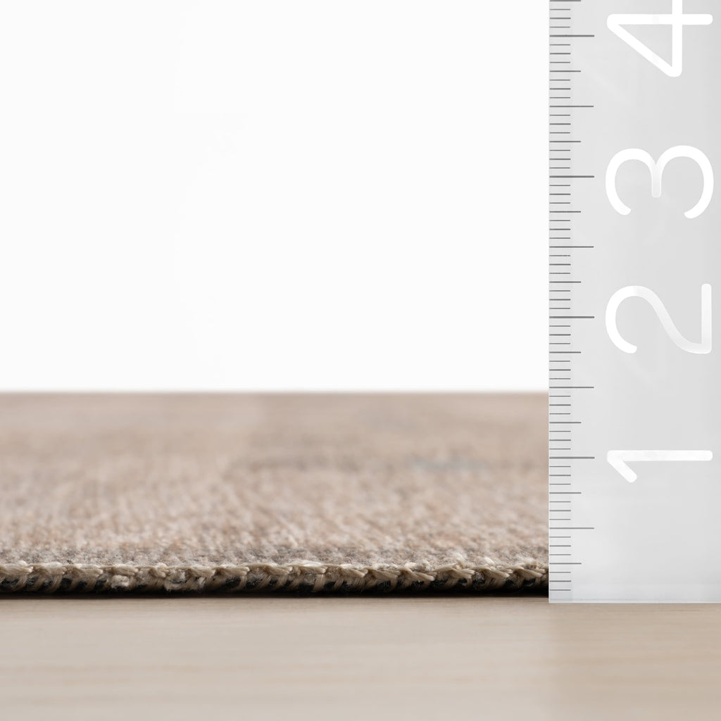 Nefe Bordered Washable Rug | Brown