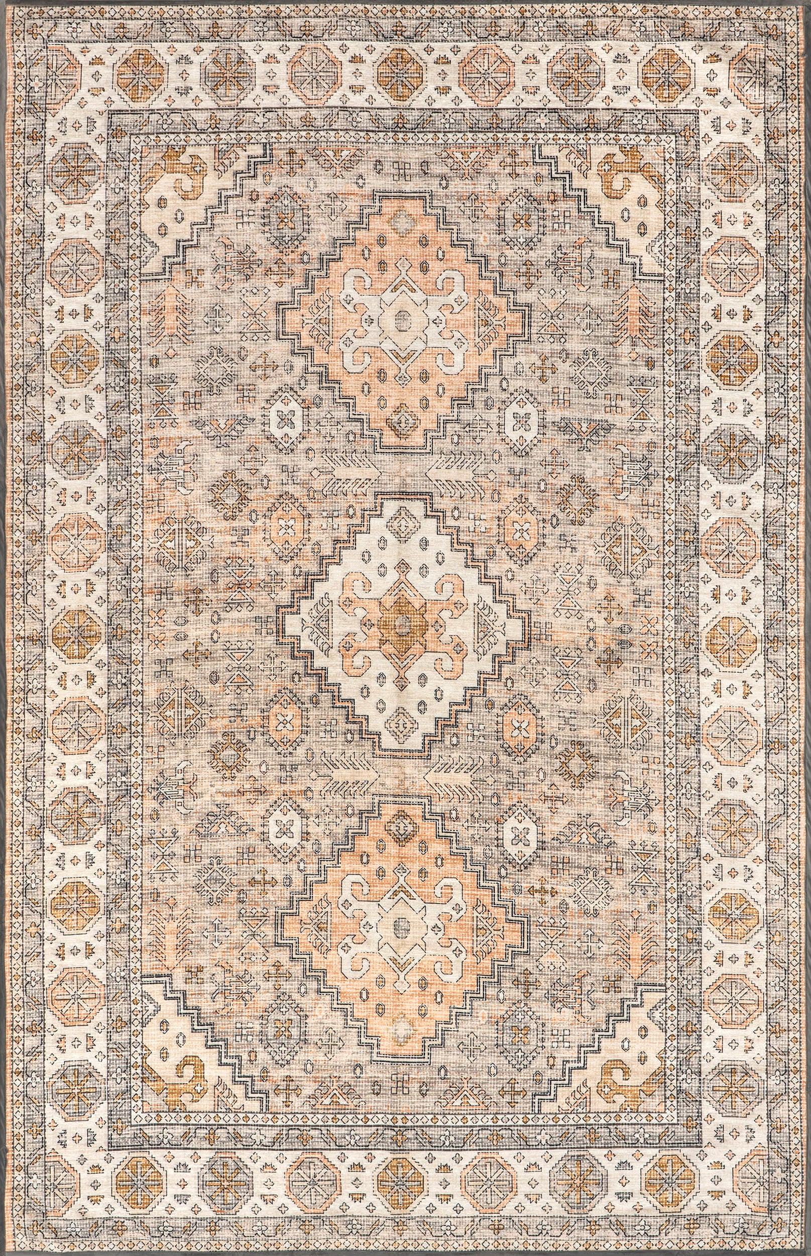 Amrata Washable Mosaic Rug | Peach