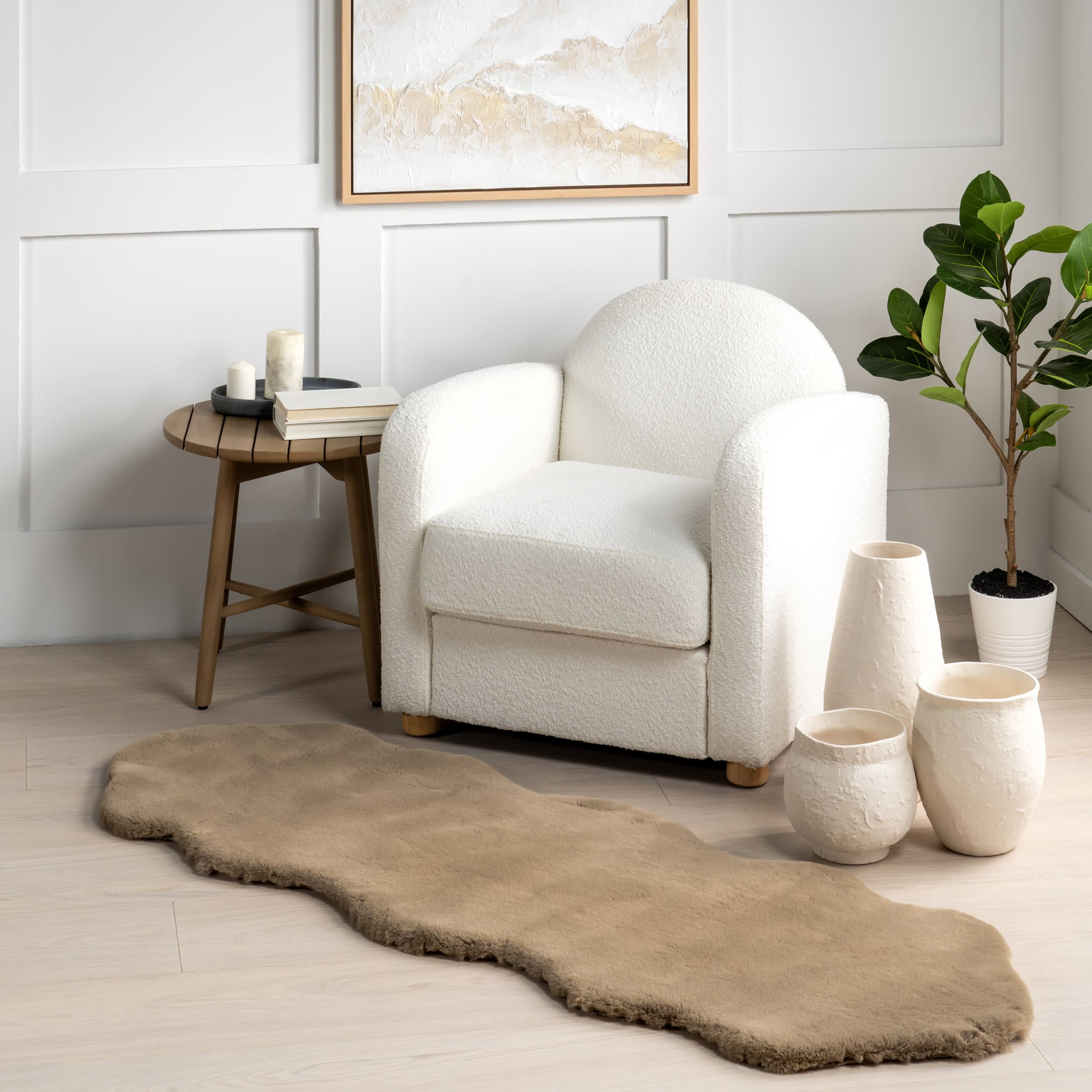 Waverly Double Faux Sheepskin Pelt Plush Cloud Washable Rug | Camel