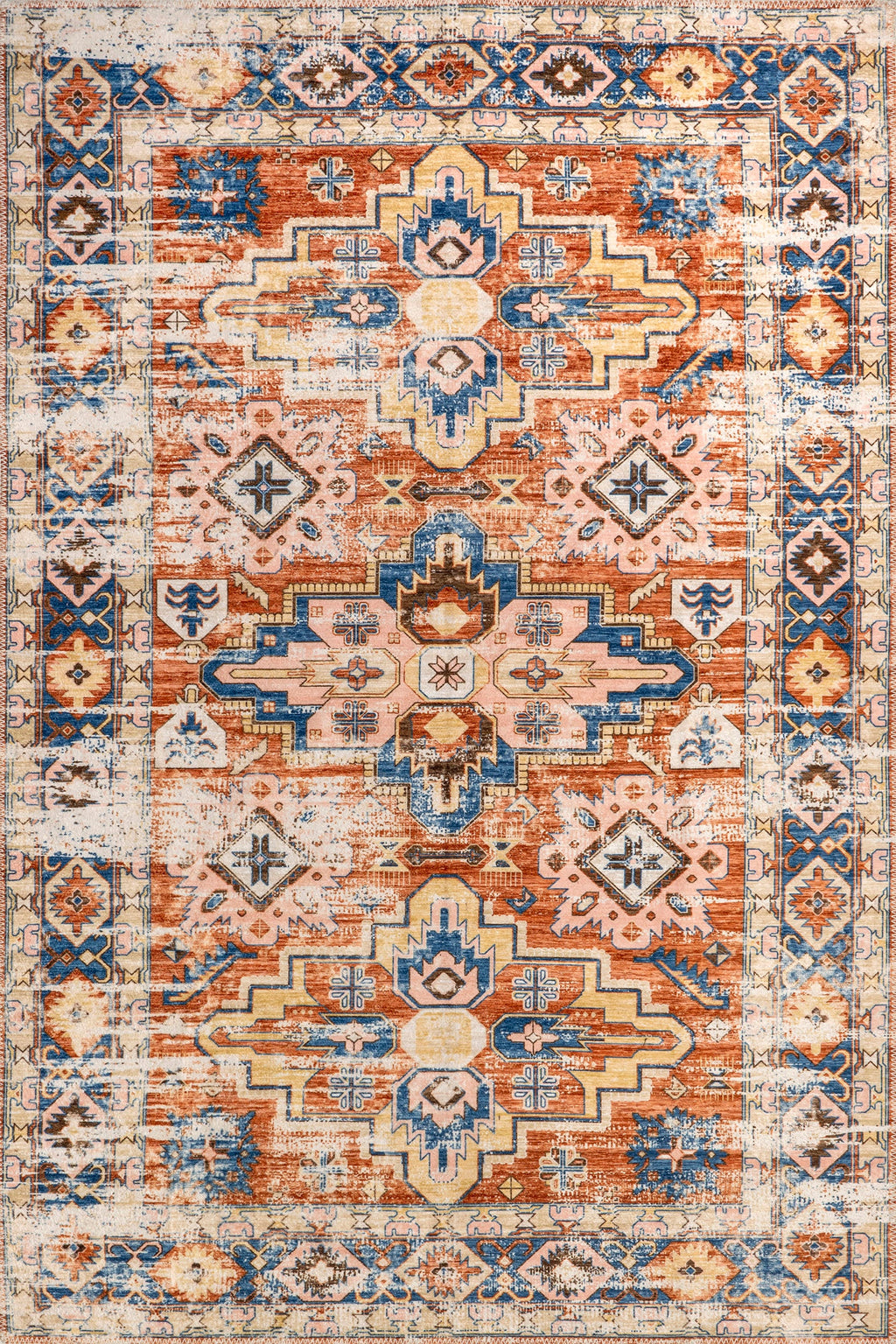 Meaghan Fading Persian Washable Rug | Rust