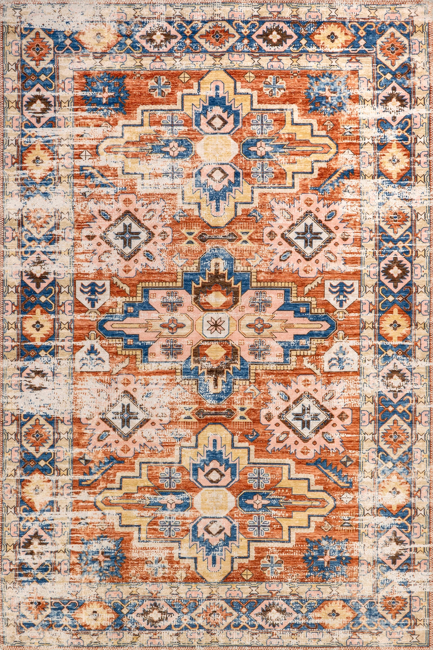 Meaghan Fading Persian Washable Rug | Rust