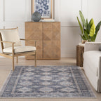 Francesca Timeworn Charm Spill Proof Washable Rug | Blue