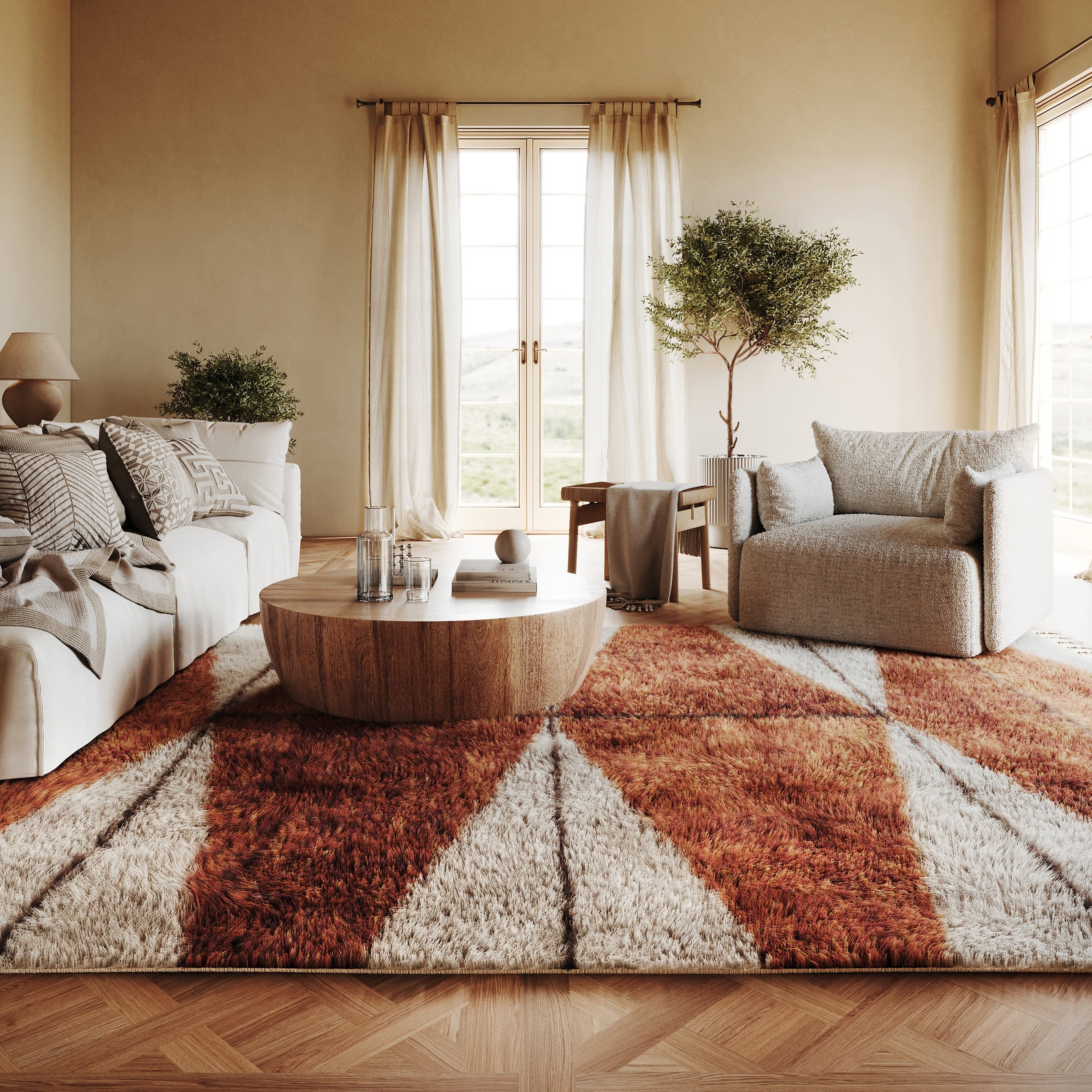Alexia Diamond Tasseled Rug | Rust Secondary image