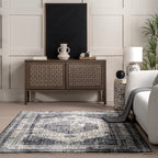 Vintage Medallion Fringe Rug | Navy