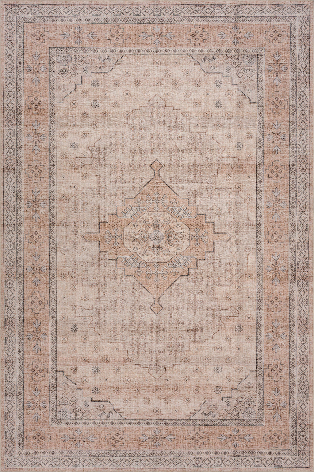 Kanna Oriental and Persian Washable Rug | Peach