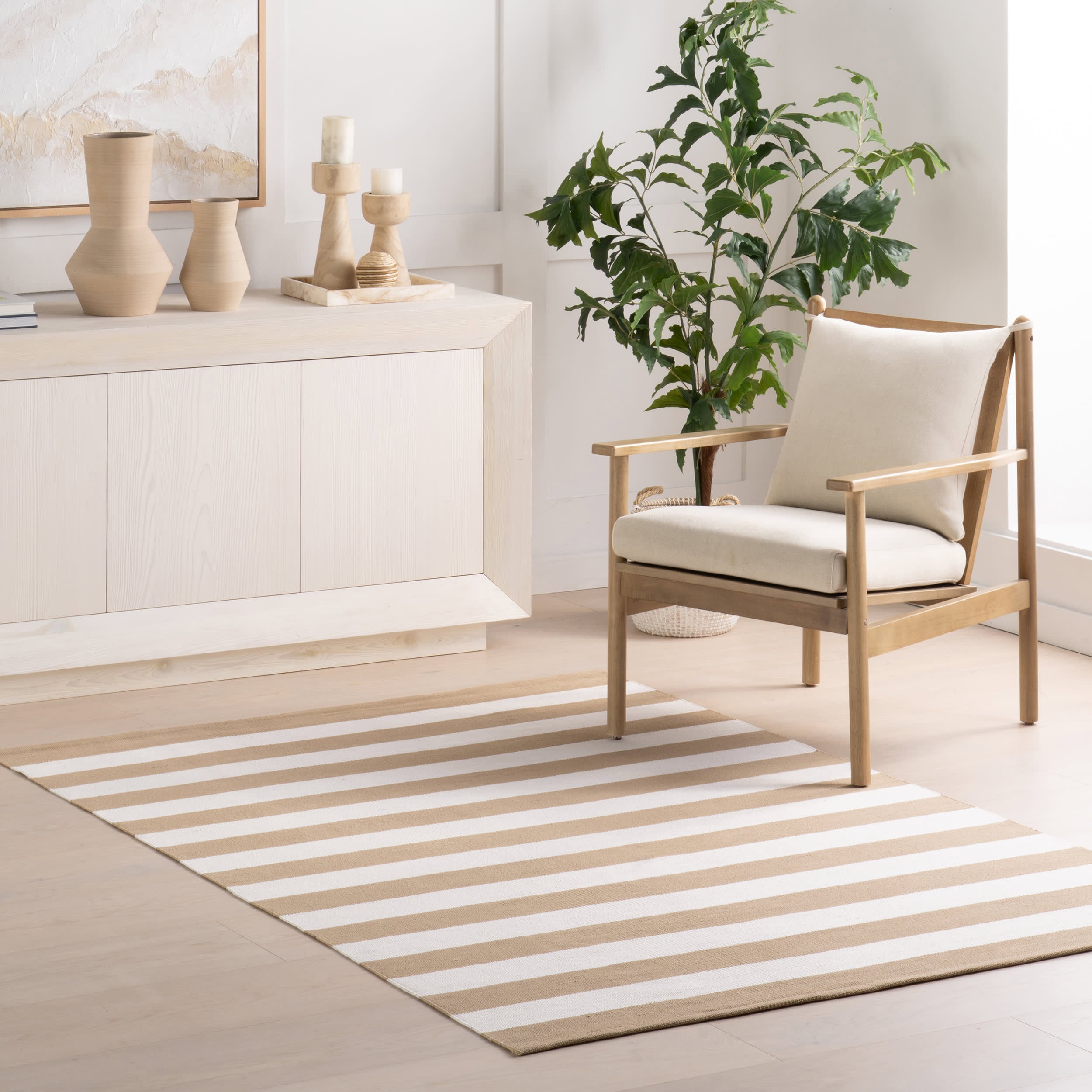 Banks Stripe Handwoven Indoor/Outdoor Rug | Khaki Image secondaire du produit