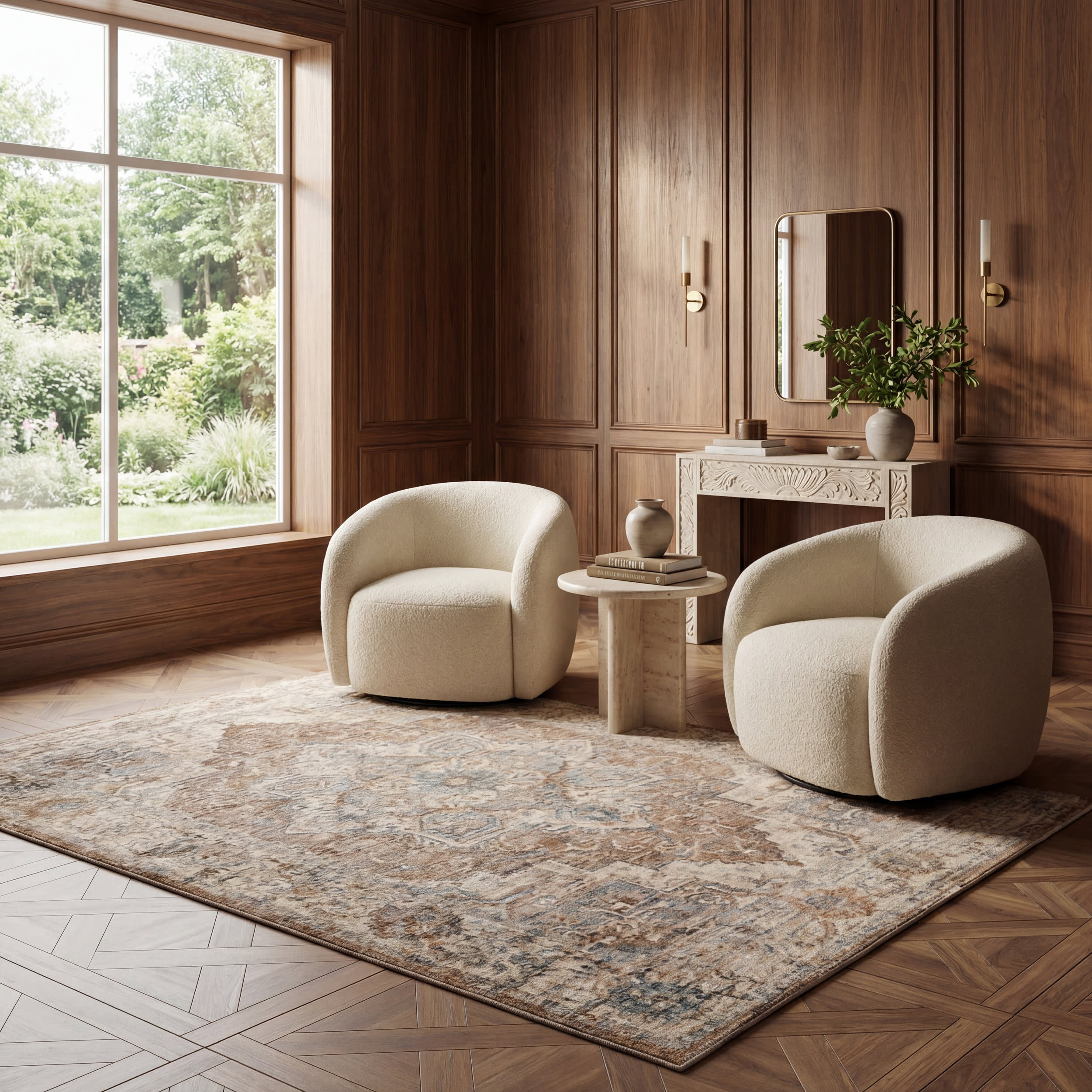 Meilin Traditional Vintage Floral Rug | Brown Image secondaire du produit