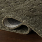 Linthea Modern Checkered Handmade Wool Rug | Green