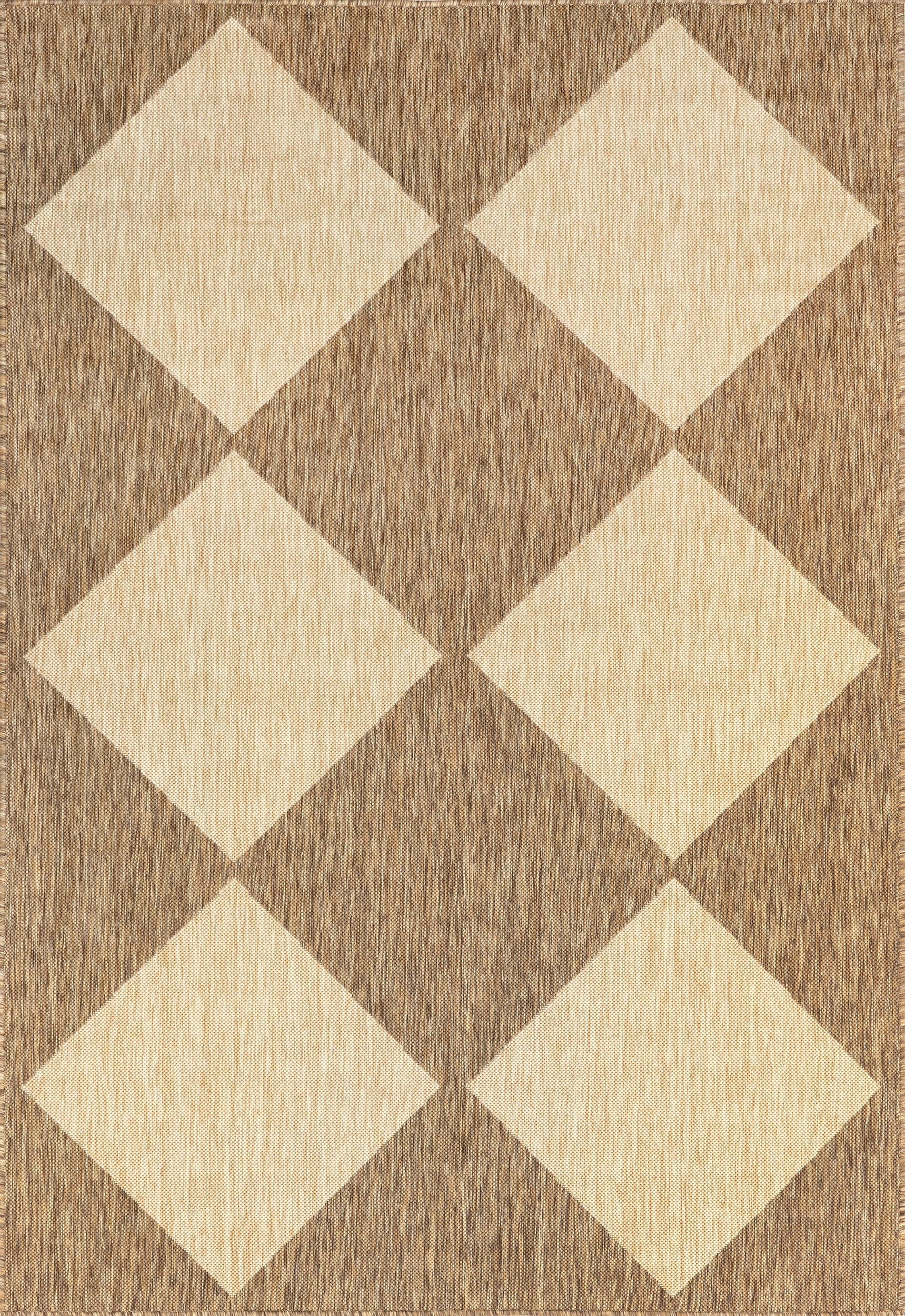 Meyari Indoor/Outdoor Checkered Rug | Brown Main image