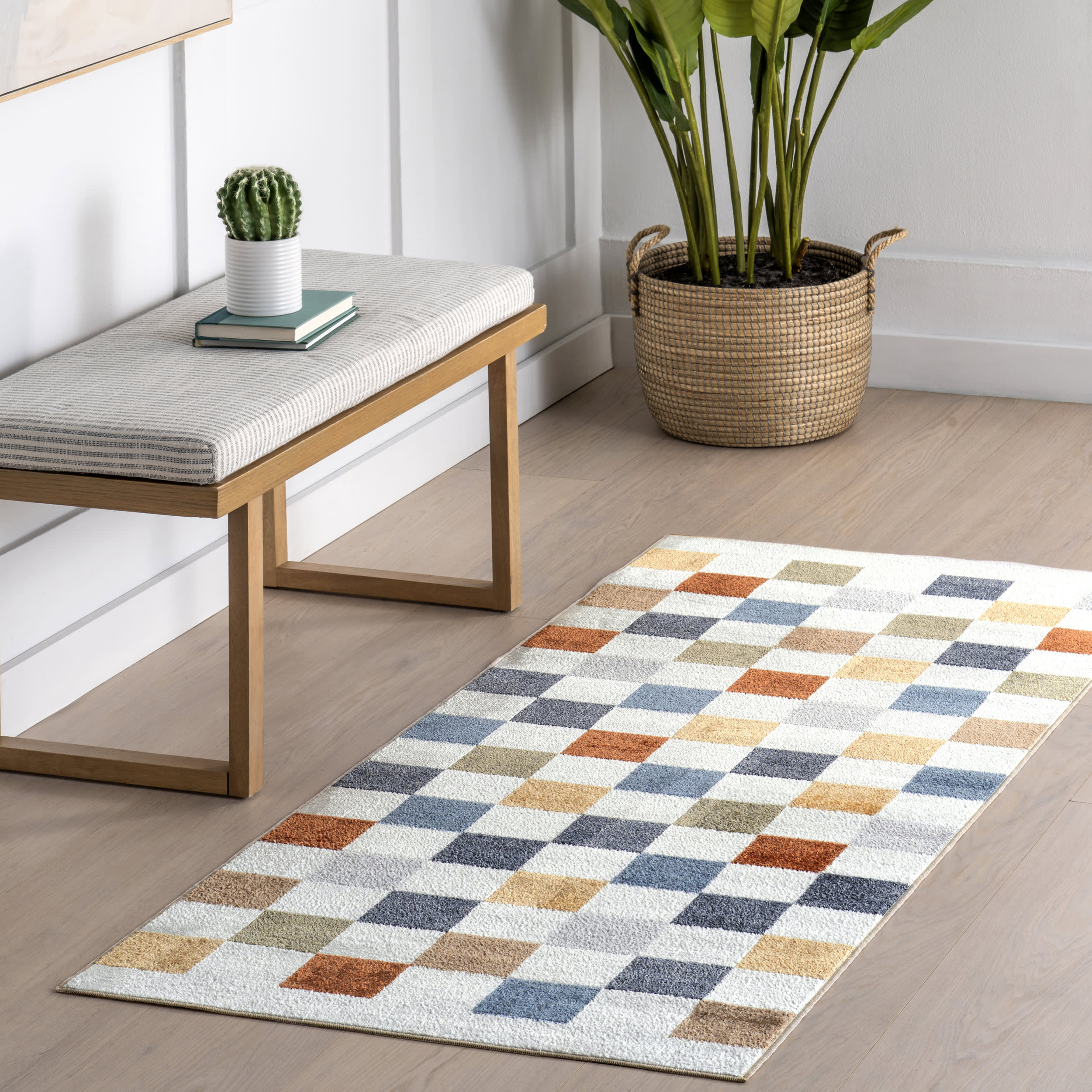 Carina Colorful Checkered Washable Rug | Multicolor Secondary image