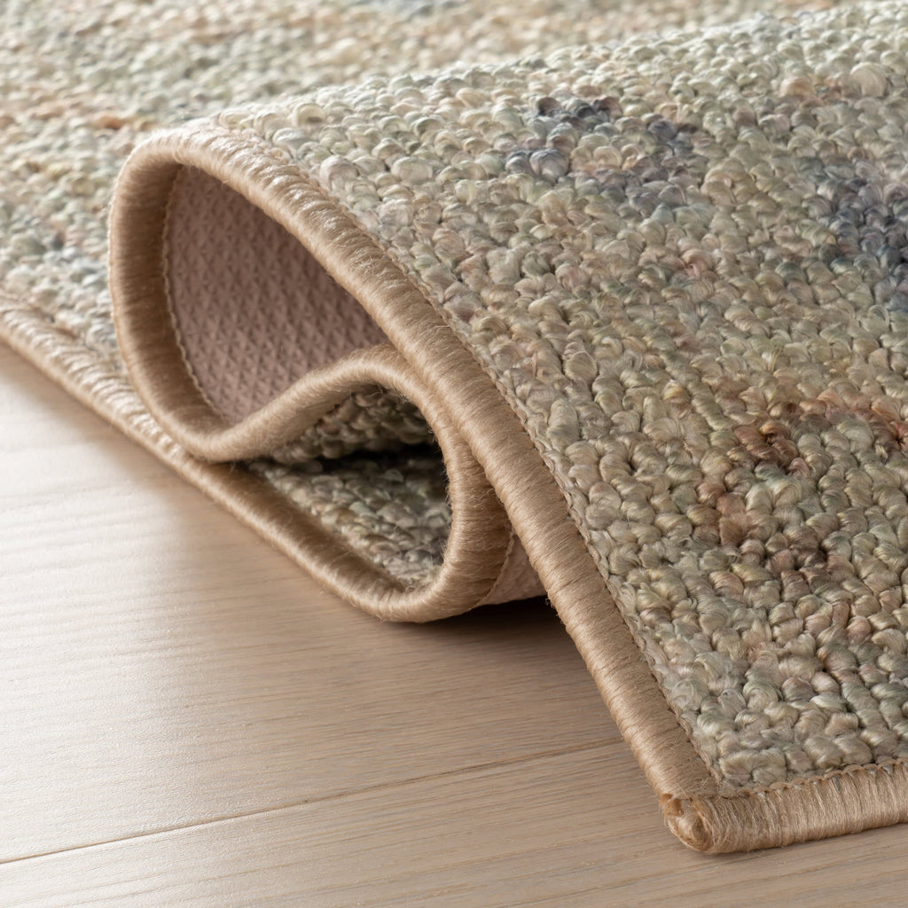 Viret Traditional Bordered Washable Rug | Blue