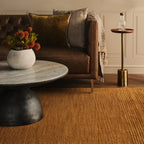 Cotina Modern Bordered Handmade Wool Rug | Amber